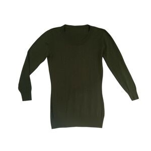 Dark Olive Green Long Knit Tunic Sweater Sz M